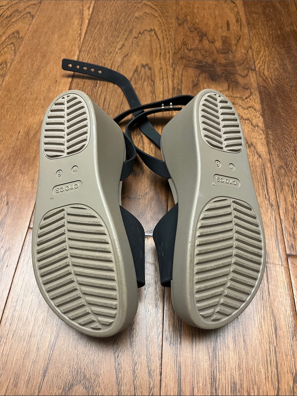 CROCS Women's Black and Cream Slingback Sandals - Picture 2 of 2